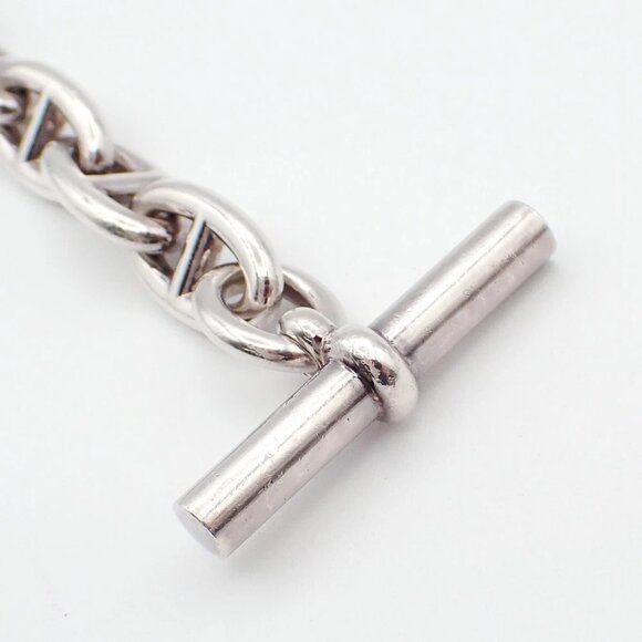 HERMES Chaine D'ancre GM Chain Bracelet Sterling Silver 12 Link Toggle 310LC541 - Picture 4 of 9